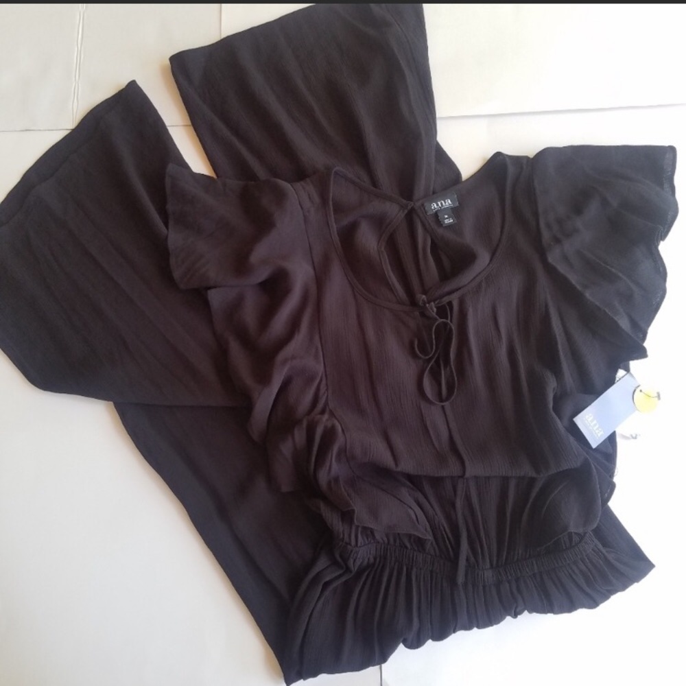 A.N.A Black Flutter Sleeve Jumpsuit NWT